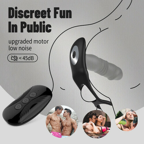 JFtoys -Thrusting & 12 -Vibrating Cock Rings Prostate Massager
