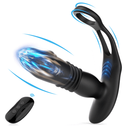 JFtoys -Thrusting & 12 -Vibrating Cock Rings Prostate Massager