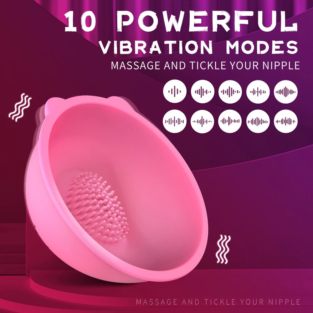 10 Modes Nipple Vibrators Breasts Adsorption Stimulator Wearable Masturbator Massager For Women Men Vibrating Cat Adult Sex Toys