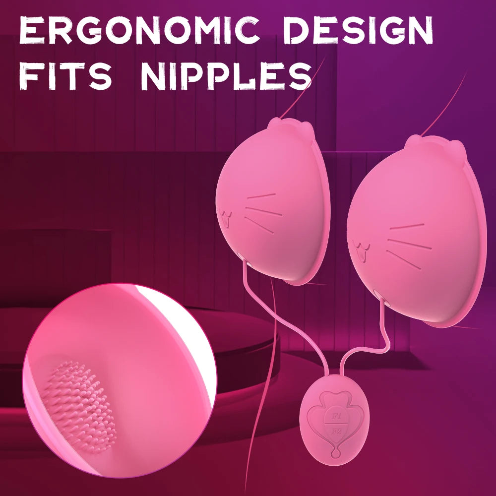 10 Modes Nipple Vibrators Breasts Adsorption Stimulator Wearable Masturbator Massager For Women Men Vibrating Cat Adult Sex Toys