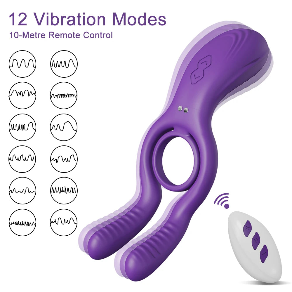 10 Modes Penis Ring Vibrator with Clitoris Scrotum Stimulator Premium Elastic Soft Cock Ring Erection Enhancing Sex Toys for Men