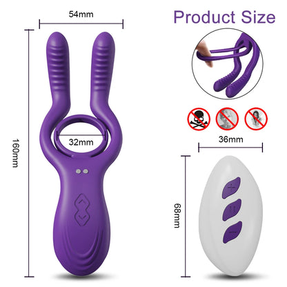 10 Modes Penis Ring Vibrator with Clitoris Scrotum Stimulator Premium Elastic Soft Cock Ring Erection Enhancing Sex Toys for Men