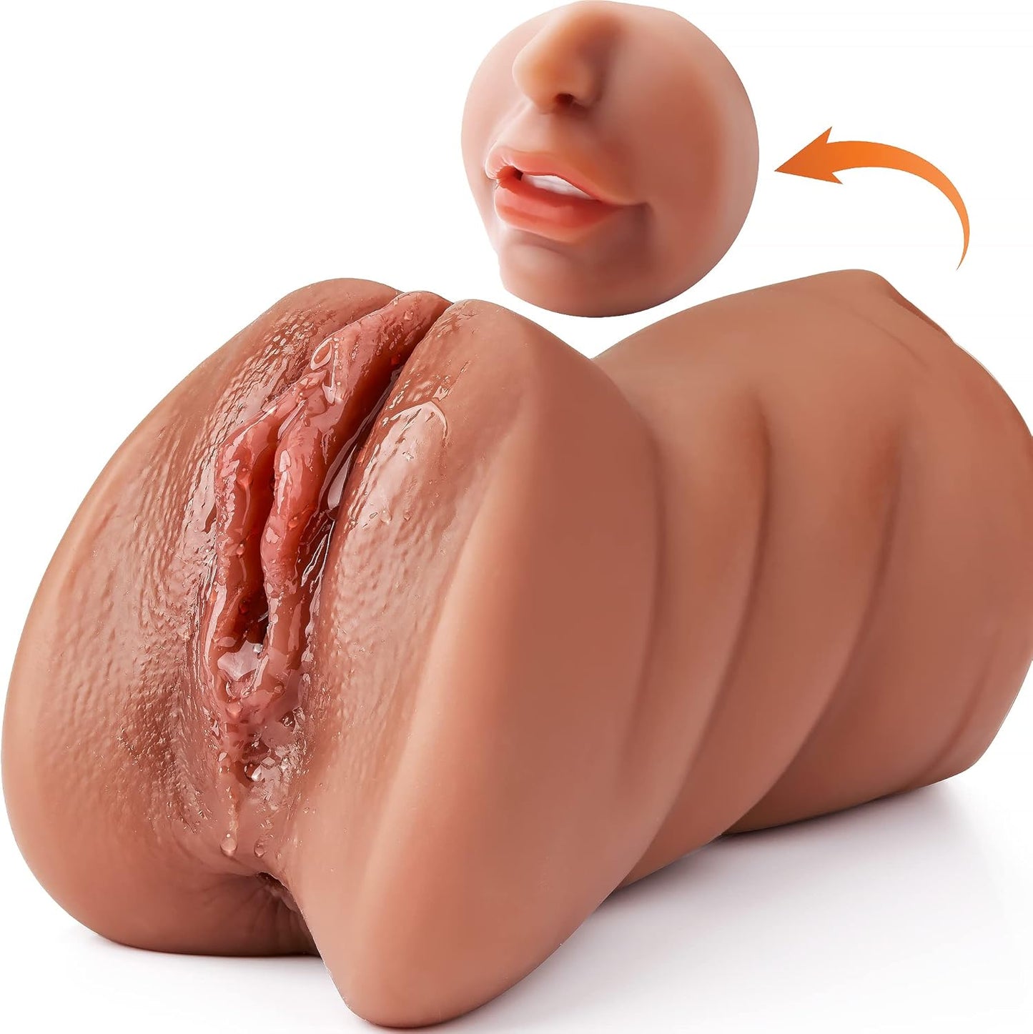 3 in 1 Pocket Pussy Male Masturbators with Lifelike Face, Sex Doll with Realistic Textured Mouth Vagina and Tight Anus, Masturbator Male Stroker Deep Throat Oral Adult Sex Toys for Men Pleasure