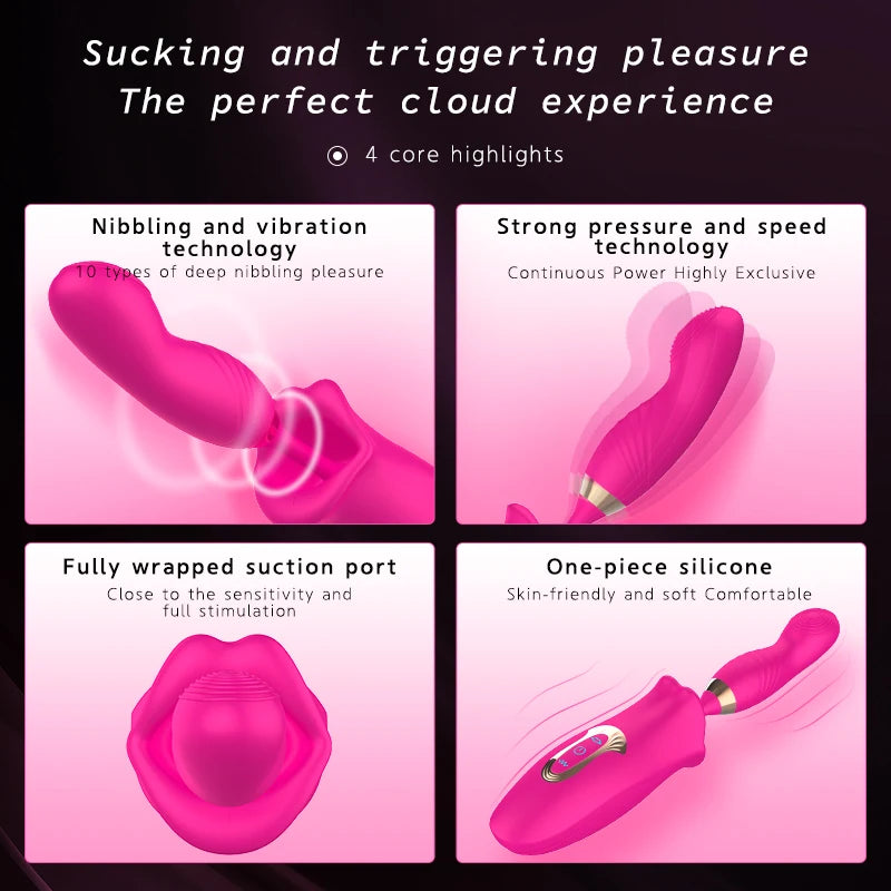 2 In 1 Bite Suction Vibrators For Women Clitoris Sucking Stimulator Vagina G Spot Insert Dildo Vibrators Adults Sex Toy Massager