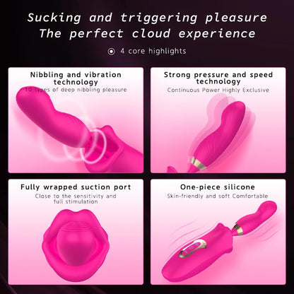 2 In 1 Bite Suction Vibrators For Women Clitoris Sucking Stimulator Vagina G Spot Insert Dildo Vibrators Adults Sex Toy Massager