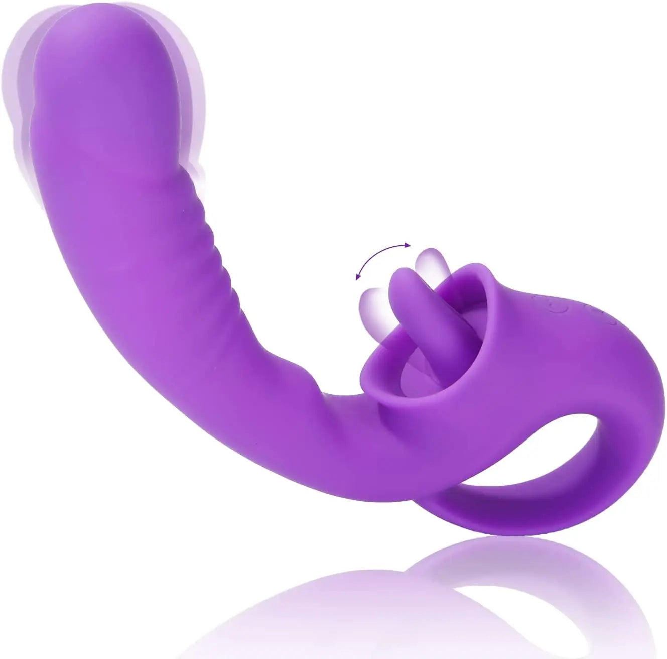 2 In 1 Tongue Licking Dildo Vibrator with Handled Clit Licker Vagina G Spot Stimulator Orgasm Sex Toy Female Masturbator