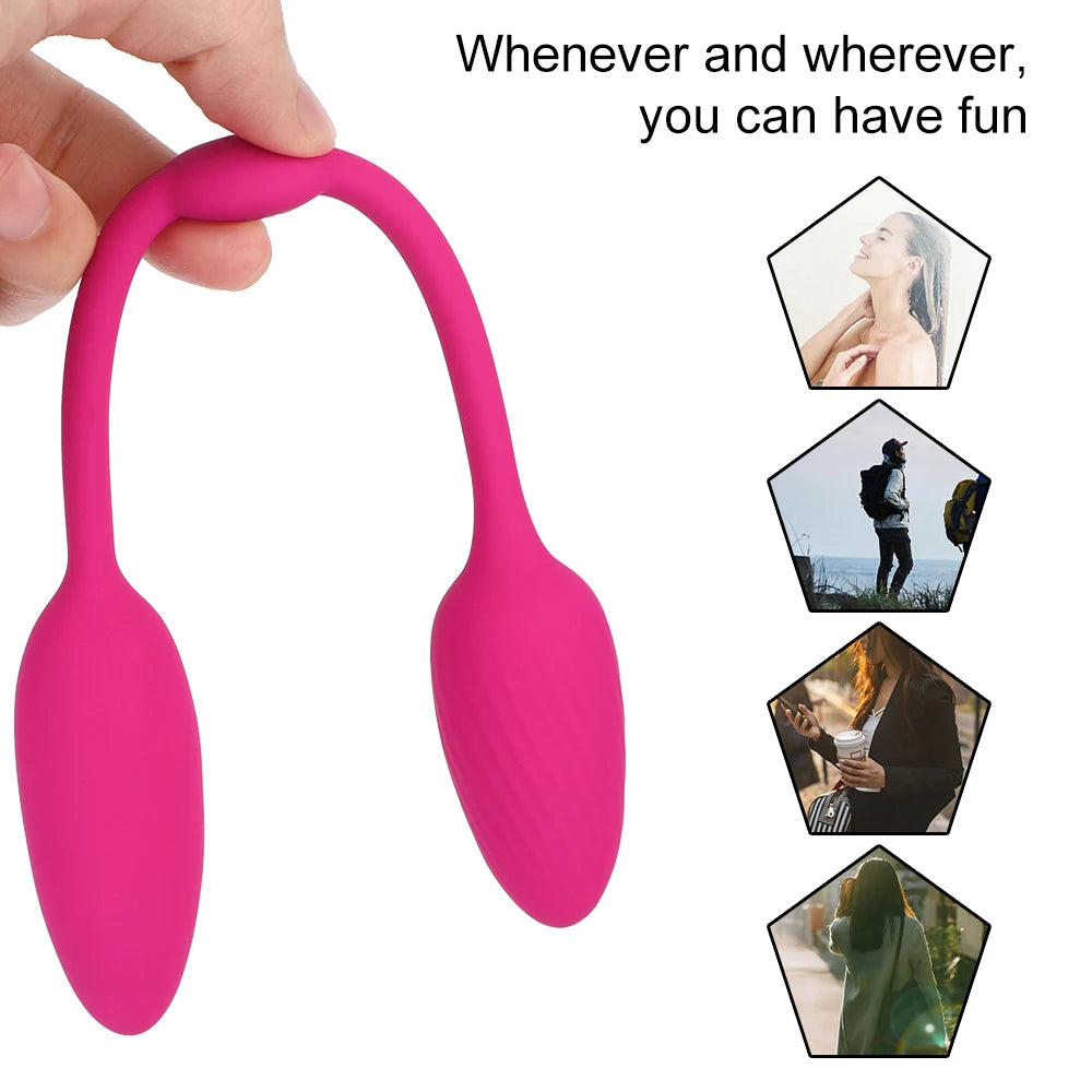 28cm Long Two Vaginal Balls Vibrators for Women Clitoris Stimulator Nipple Clamps Anal Plug Female Masturbator Panties Sex Toys