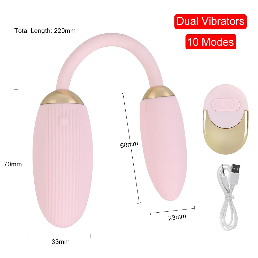 28cm Long Two Vaginal Balls Vibrators for Women Clitoris Stimulator Nipple Clamps Anal Plug Female Masturbator Panties Sex Toys