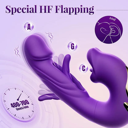 3 IN 1 Tongue Licking Flapping G Spot Clitoris Massage Vibrator Vibrating Dildo Anal Butt Plug Adult supplies Sex Toys for Women