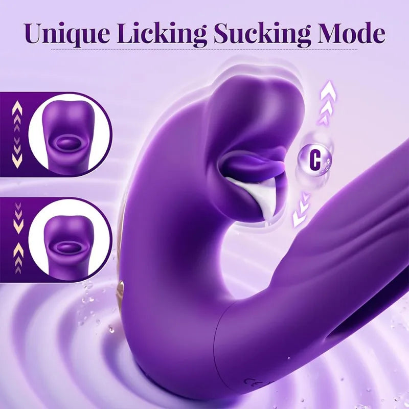 3 IN 1 Tongue Licking Flapping G Spot Clitoris Massage Vibrator Vibrating Dildo Anal Butt Plug Adult supplies Sex Toys for Women