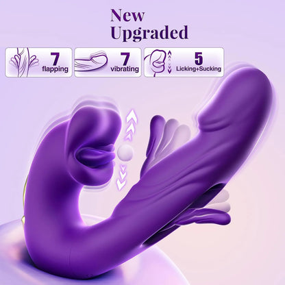 3 IN 1 Tongue Licking Flapping G Spot Clitoris Massage Vibrator Vibrating Dildo Anal Butt Plug Adult supplies Sex Toys for Women