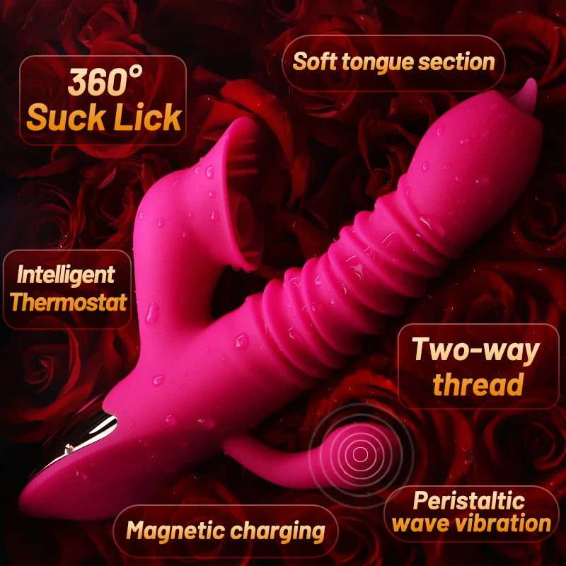 3 In 1 Telescopic Vibrators For Women Clitoris Sucking Stimulator Vagina G Spot Massager Adult Female Silicone Dildo Sex Toys