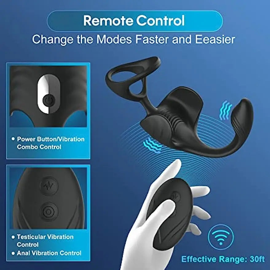 3 In 1 Vibrator Penis Cock Ring Male Prostate Massager Wireless Remote Anal Butt Plug Masturbator Cockring Sex Toy for Men Adult