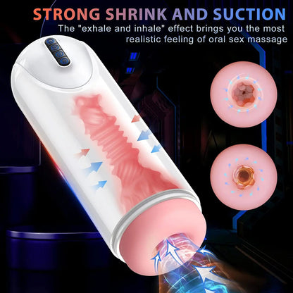 3 in 1 Male Masturbator Adult Sex Toys with 4 Thrusting & 4 Suction & 10 Vibration Modes Pocket Pussy Automatic Blowjob Machine