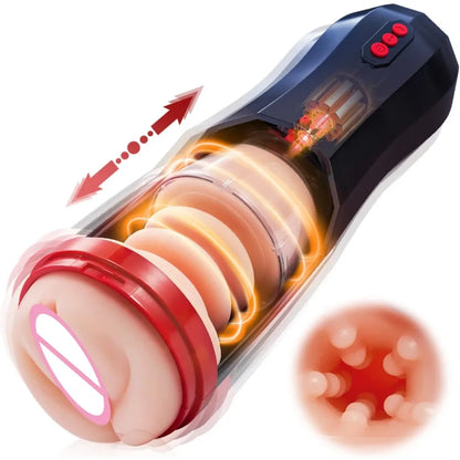 3 in 1 Male Masturbators Cup Realistic Sleeve Thrust Male Masturbation Cup Blowjob Sucking Penis Vibrator Sex Toys for Men 18+