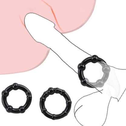 3Pcs Silicone Cock Ring Delay Ejaculation Tricolor Penis Rings Adult Sex Toys For Men 18+ Couple Stimulate Sex Game Sex Shop