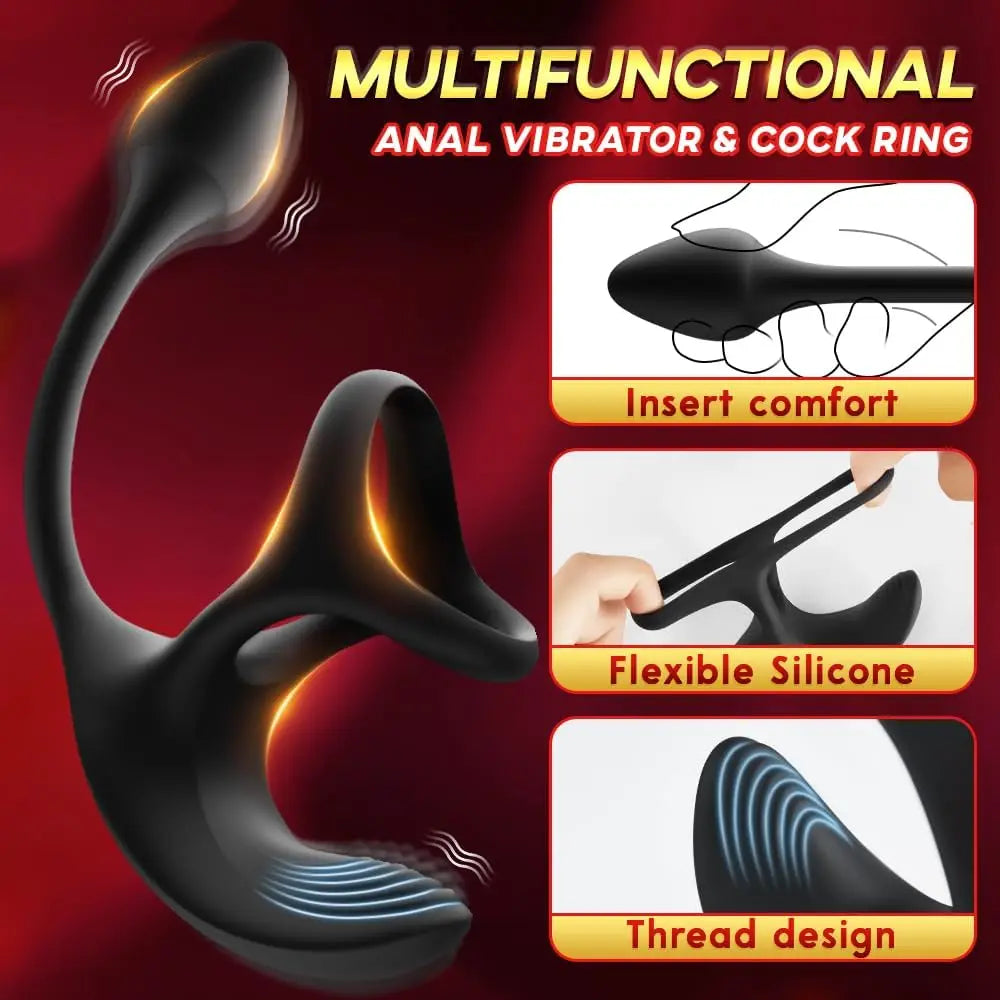 4 in1 Vibrating Penis Cock Ring Traint Stimulator with Bullet Remote Control Anal Butt Plug Prostate Massager Sex Toy For Men