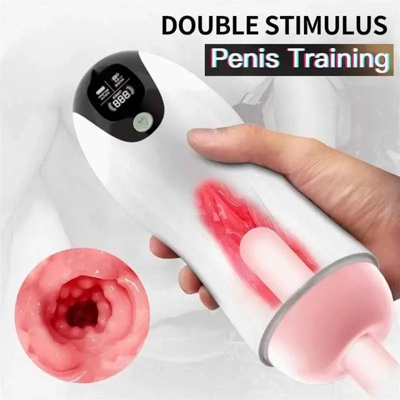 Automatic Intelligent Telescopic Blowjob Masturbator Cup Rotating Real Silicone Vagina Vibrator Male Adult Sex Products Sex Toy