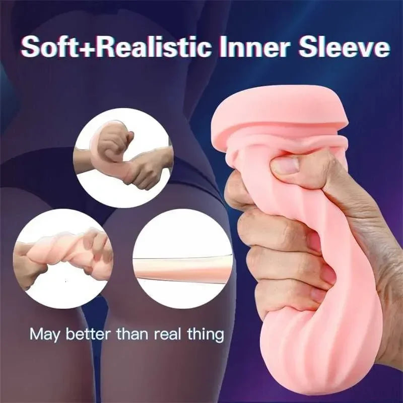 Automatic Intelligent Telescopic Blowjob Masturbator Cup Rotating Real Silicone Vagina Vibrator Male Adult Sex Products Sex Toy