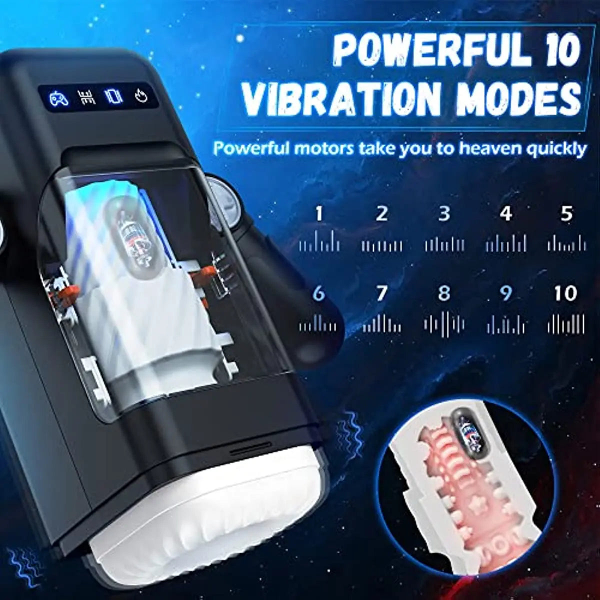 Automatic Male Masturbator Cup With Heating Thrusting & Vibration Modes Silicone Vagina Blowjob for Men Masturbation Sex Toys