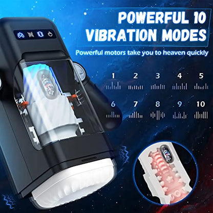 Automatic Male Masturbator Cup With Heating Thrusting & Vibration Modes Silicone Vagina Blowjob for Men Masturbation Sex Toys