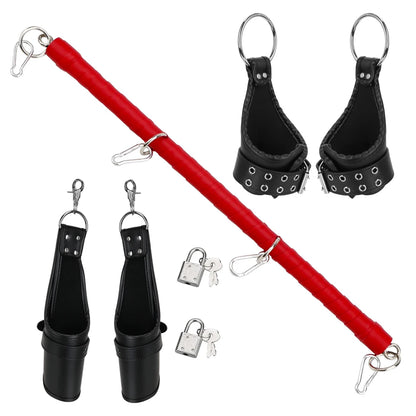 Bondage Sets Metal Spreader Bar PU Leather Handcuffs Ankle Hand Cuffs Holder Sex Toys For Women Men 18 Adults Games Sex Machine