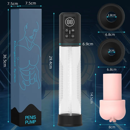 Electric Penis Pump Sex Toys for Men Male Masturbator Penis Penile Vacuum Pump Penis Enlargement Enhancer Massager Ring