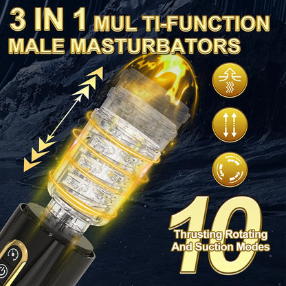 Fully Automatic Male Masturbator Vagina Rotation Telescoping Cup Deep Throat Blowjobs Dick Piston Massager For Men Adult Sex Toy