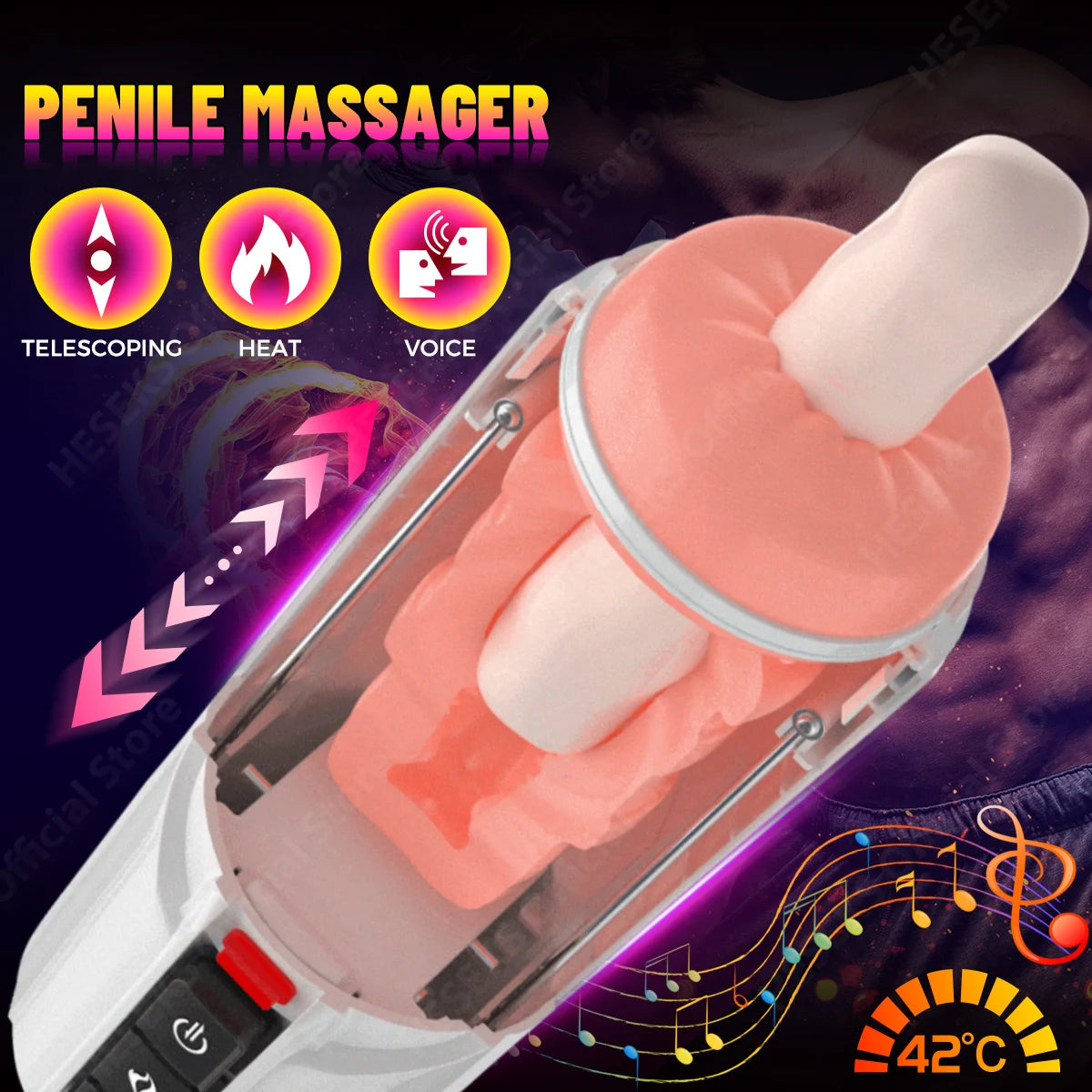 HESEKS 5D Flesh Telescopic Automatic Mastubator Heating Real Voice Oral Masturbator Blowjob Machine Vagina Sex Toy for Men