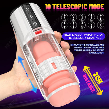 HESEKS 5D Flesh Telescopic Automatic Mastubator Heating Real Voice Oral Masturbator Blowjob Machine Vagina Sex Toy for Men