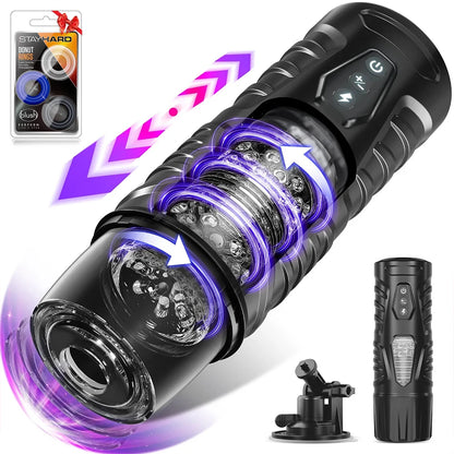 Hannibal Automatic Male Masturbators 7 Thrusting & Rotating Suction Cup for Penis Stimulation Pocket Pussy Adult Toys for Men