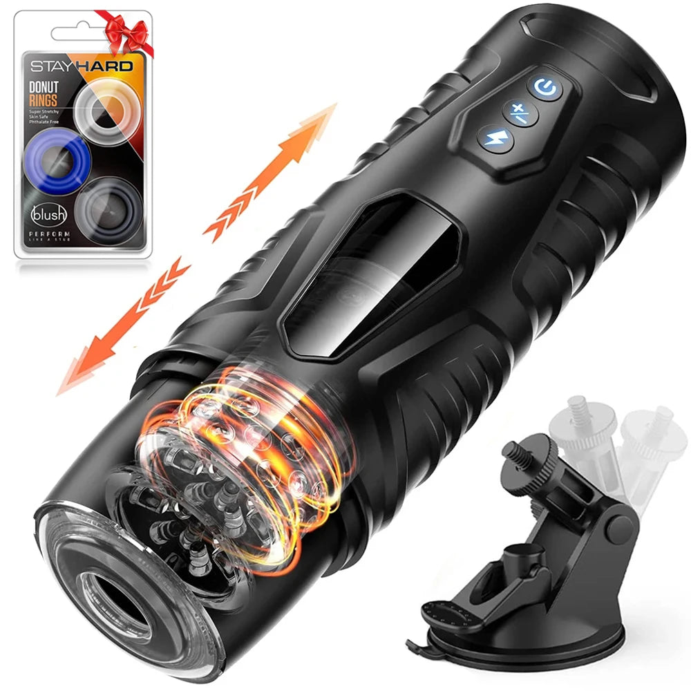 Hannibal Automatic Male Masturbators 7 Thrusting & Rotating Suction Cup for Penis Stimulation Pocket Pussy Adult Toys for Men