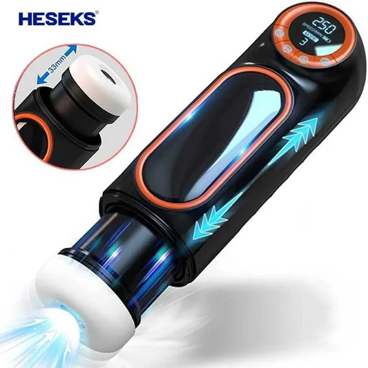 Heatable Automatic Male Masturbator 10 Powerful Vibrating Thrusting Blowjob Suck Masturbation Cup Real Vaginal Sex Toys for Men