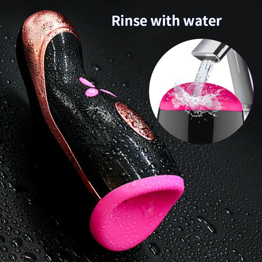 Heated Sucking Masturbator Men Vagina Oral Automatic Retractable Vibrator Penis Persistent Masturbator Adult Sex Toys for Men