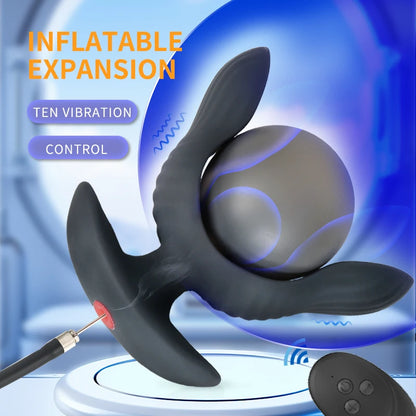 Inflatable Butt Plug Anal Vibrator Prostate Massager Vaginal Dilator G Spot Expansion Stimulator 10-Frequency Vibration Sex Toys