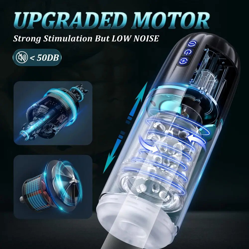 Male Masturbaters Automatic Handsfree Telescopic Cup Rotated Stroker Men Sex Toy