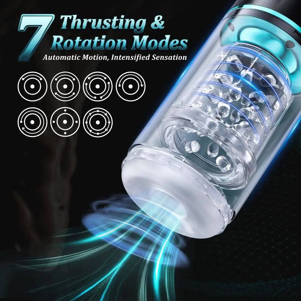 Male Masturbaters Automatic Handsfree Telescopic Cup Rotated Stroker Men Sex Toy