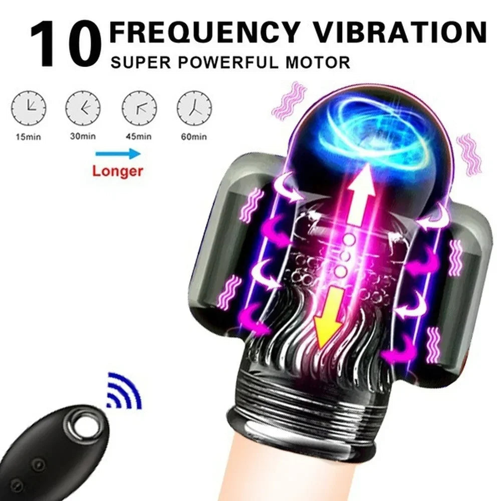 Male Masturbation Cup Penile Exerciser Vibration Wireless Remote Control Male Masturbation Machine Silicone Sex Adult Products