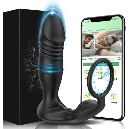 Male Thrusting Prostate Massager Bluetooth APP Vibrator for Men Gay Anal Plug Wireless Remote Butt Plug Sex Toy for Couples 18