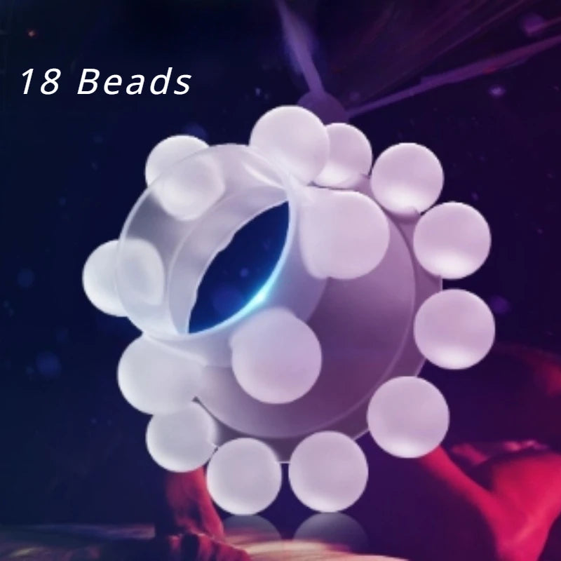 Newest 18 Bead Cock Ring Penis Ring Male Delay Ejaculation G-point Clitoral Stimulate Sex Toys for Men Soft Stretchy Penis Toy