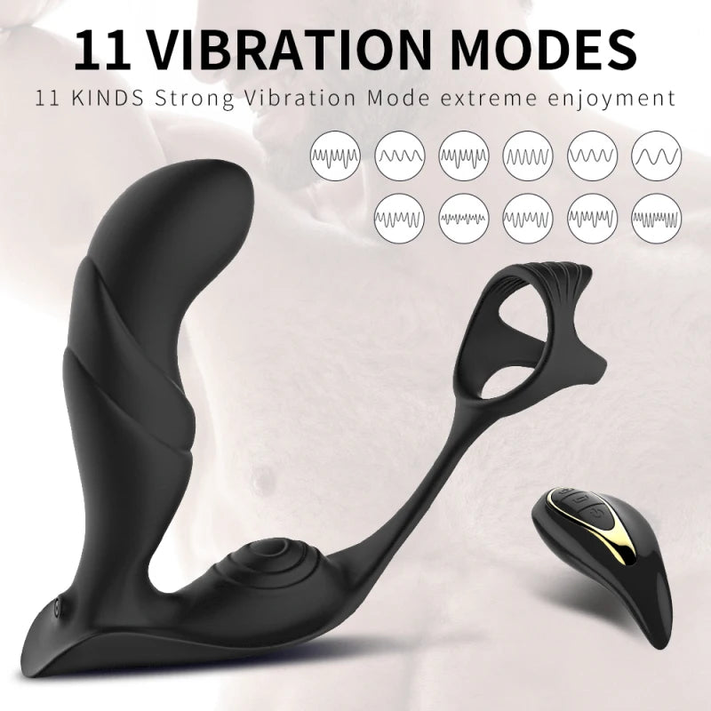 Plug Anal Vibrator Butt Prostate Massager Delay Ejaculation Lock Ring Penis Cockring Remote Control Sex Toy for Men Male Sextoy