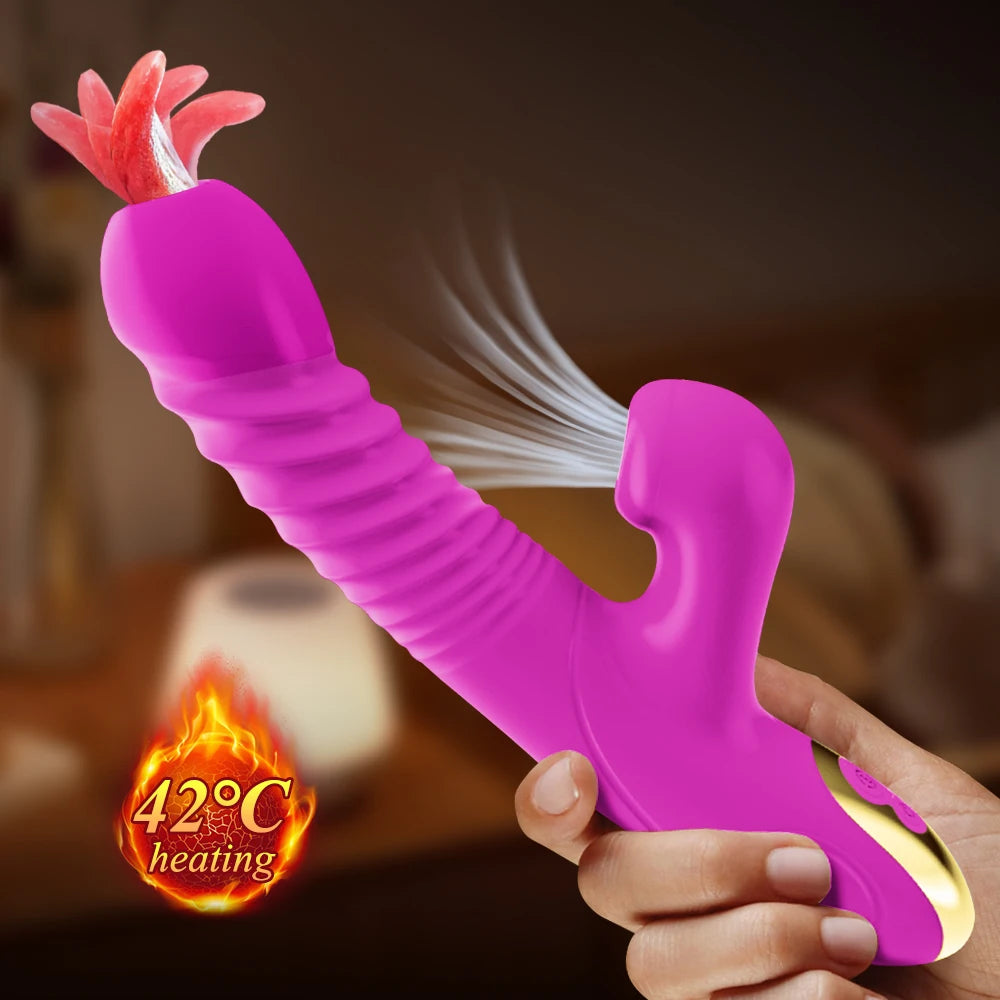 Powerful Thrusting Vibrator Female Clitoris Sucker Vacuum Stimulator G Spot Tongue Licking Dildo Adult Goods Sex Toy for Women