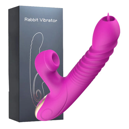 Rabbit vibrator sucking Clitoral Stimulator Tongue Licking G-spot Telescopic Swing Heating Dildos Vibrator Sex Toys For Women