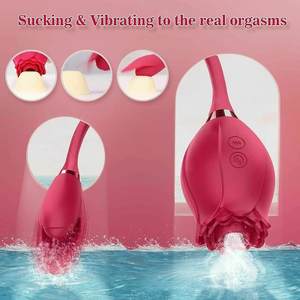 Rose Shape Vagina Sucking Vibrator Intimate Good Nipple Sucker Oral Licking Clitoris Stimulation Powerful Sex Toy for Women