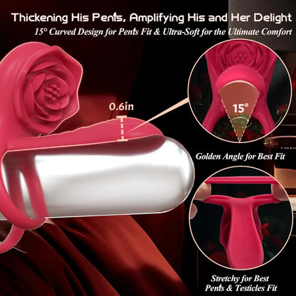 Rose Vibrating Cock Ring 10 Vibration Penis Ring Penis Vibrators G-spot Clitoral Stimulator Adult Couples Sex Toy for Men 18