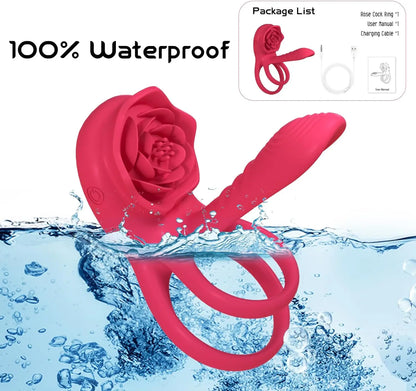 Rose Vibrating Cock Ring 10 Vibration Penis Ring Penis Vibrators G-spot Clitoral Stimulator Adult Couples Sex Toy for Men 18