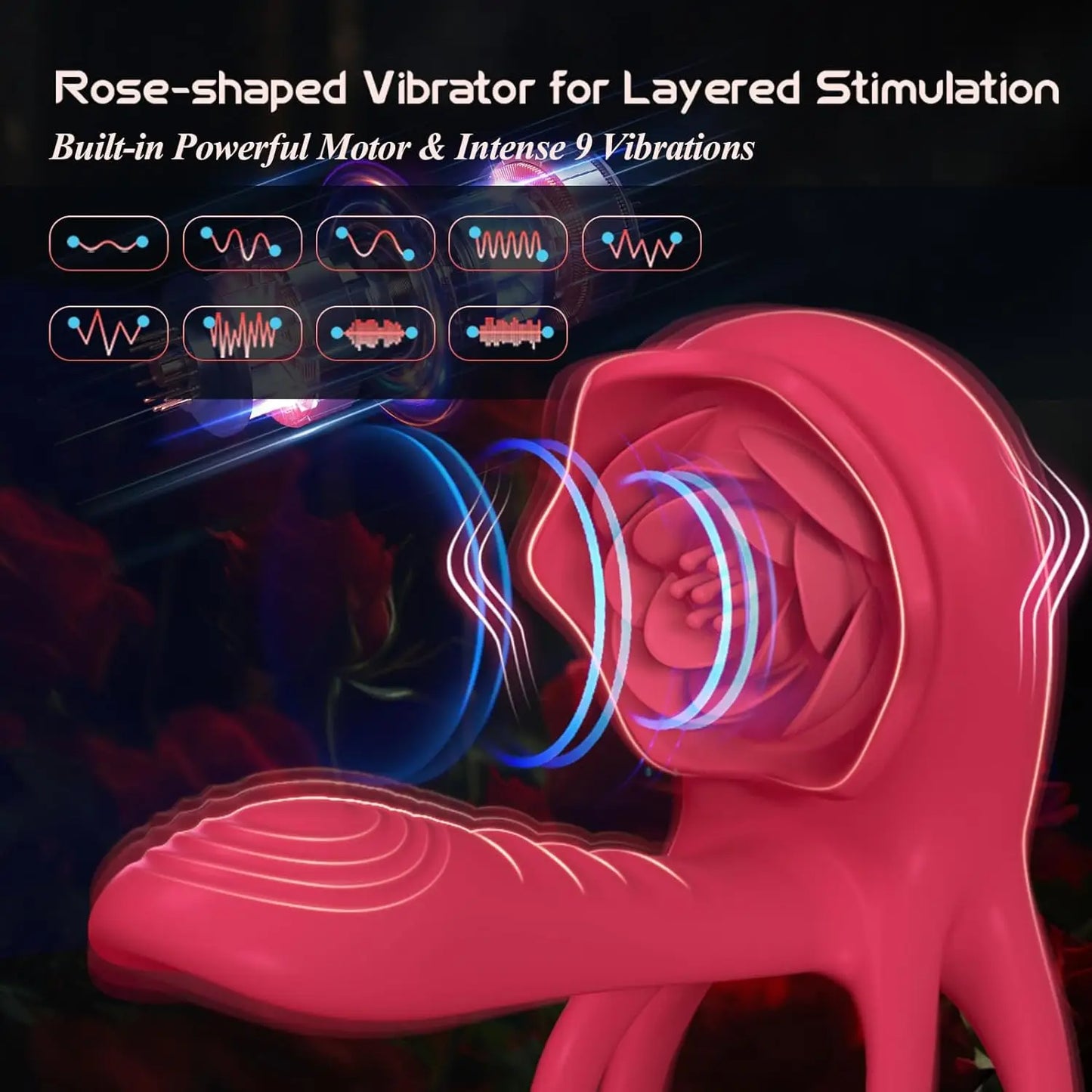 Rose Vibrating Cock Ring 10 Vibration Penis Ring Penis Vibrators G-spot Clitoral Stimulator Adult Couples Sex Toy for Men 18