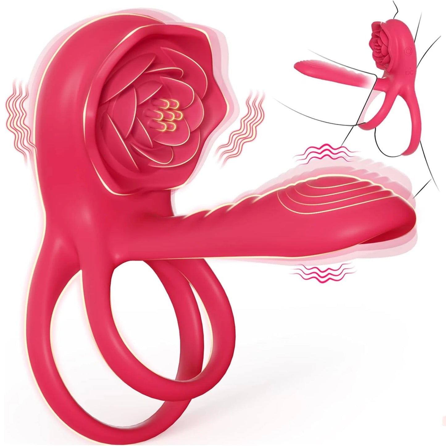 Rose Vibrating Cock Ring 10 Vibration Penis Ring Penis Vibrators G-spot Clitoral Stimulator Adult Couples Sex Toy for Men 18