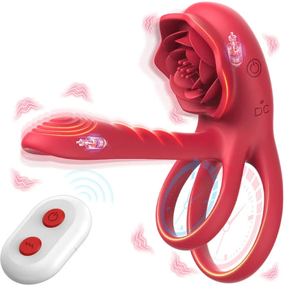 Rose Vibrating Cock Ring 10 Vibration Penis Ring Penis Vibrators G-spot Clitoral Stimulator Adult Couples Sex Toy for Men 18