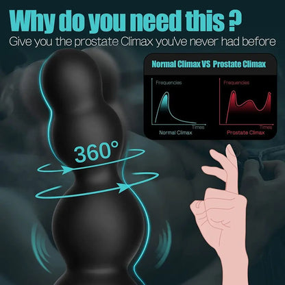 Rotating Vibrating Anal Dildo Prostate Massager Vibrator Sex Toys for Men Women